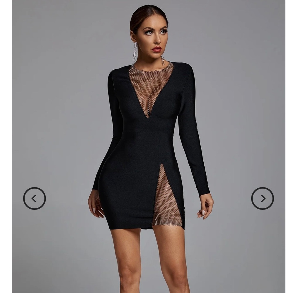 Black mesh sexy black dress